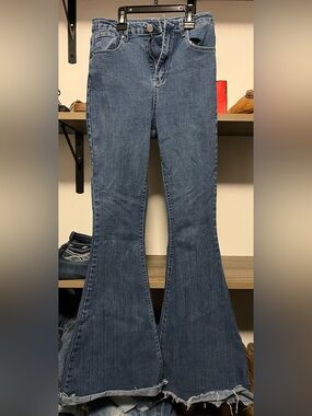 SHEIN Dark Blue Flare Jeans - Wide Leg Denim